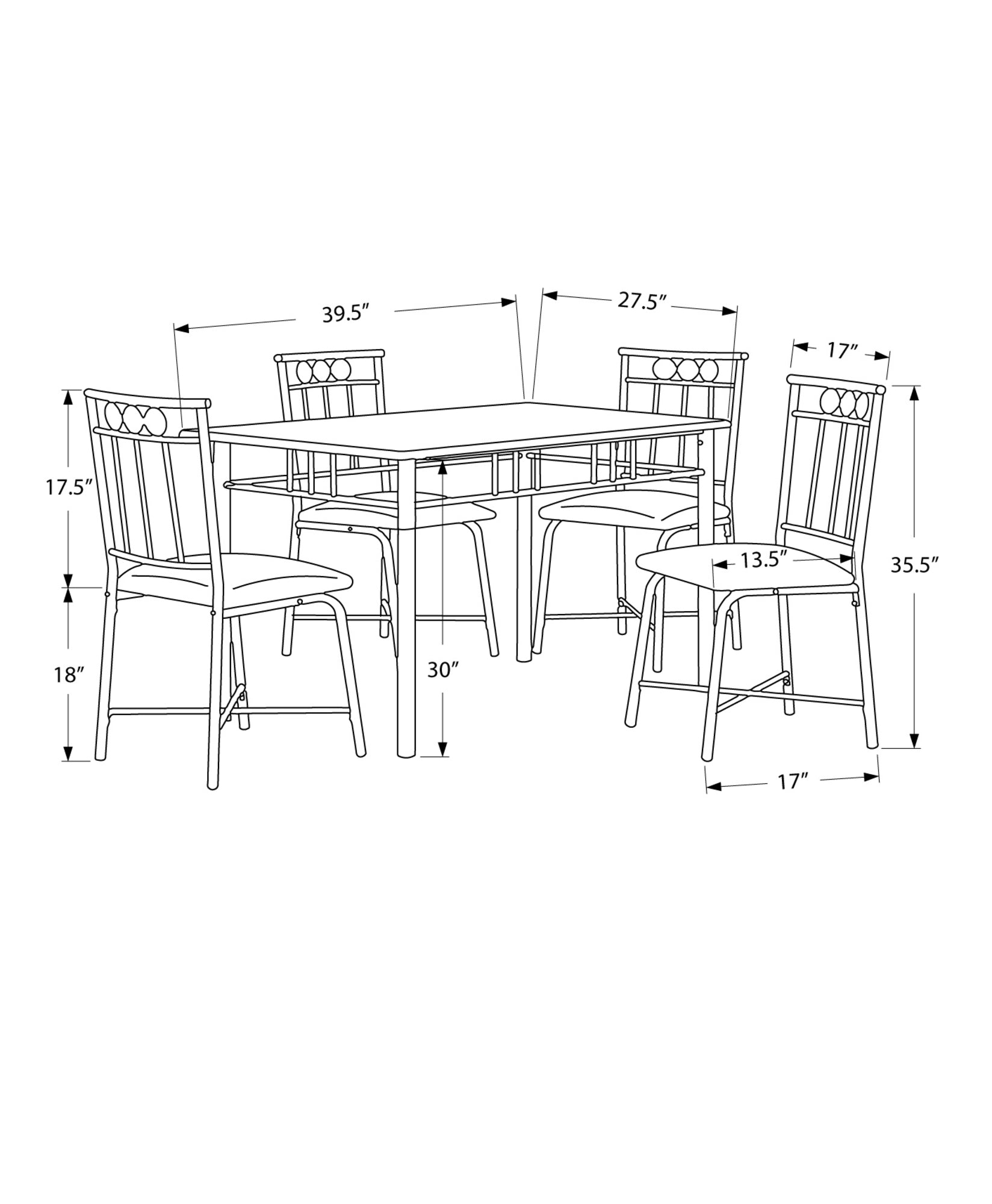 Black Metal Foam Polyurethane Leather Look Polyes 5Pcs Dining Set - Montana Home & Kitchen Co.