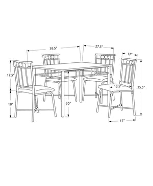 Black Metal Foam Polyurethane Leather Look Polyes 5Pcs Dining Set - Montana Home & Kitchen Co.