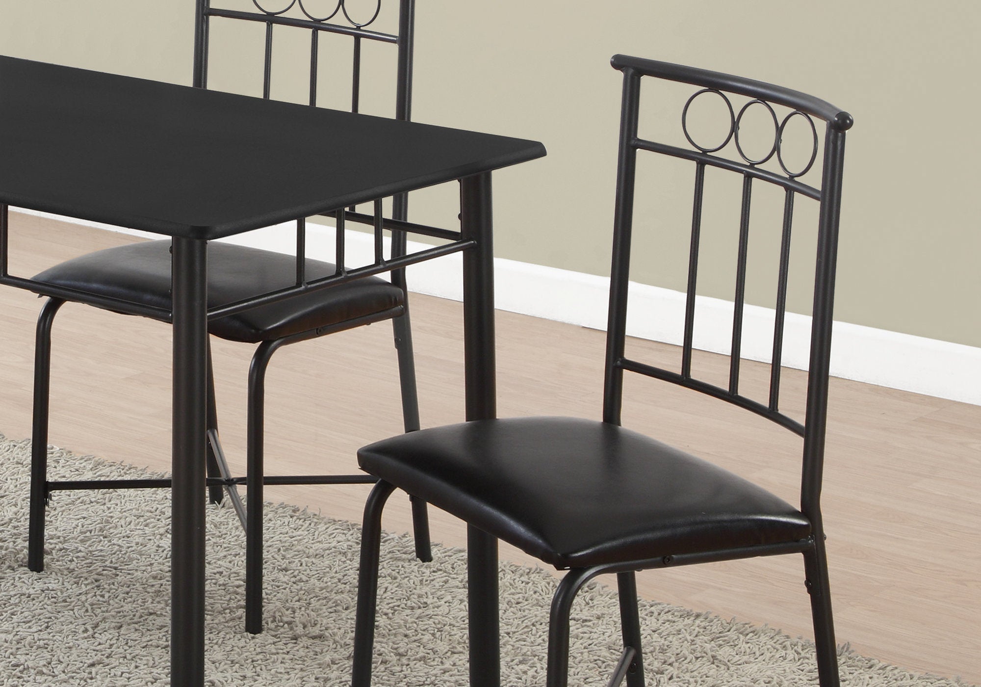 Black Metal Foam Polyurethane Leather Look Polyes 5Pcs Dining Set - Montana Home & Kitchen Co.