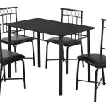 Black Metal Foam Polyurethane Leather Look Polyes 5Pcs Dining Set - Montana Home & Kitchen Co.