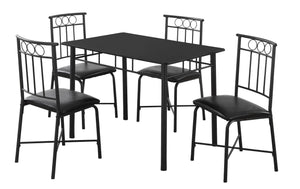 Black Metal Foam Polyurethane Leather Look Polyes 5Pcs Dining Set - Montana Home & Kitchen Co.