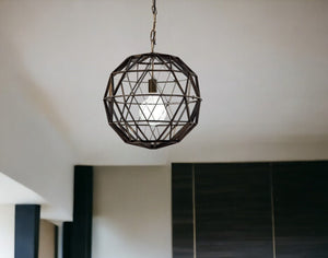 Black Metal Geometric Globe Hanging Light - Montana Home & Kitchen Co.