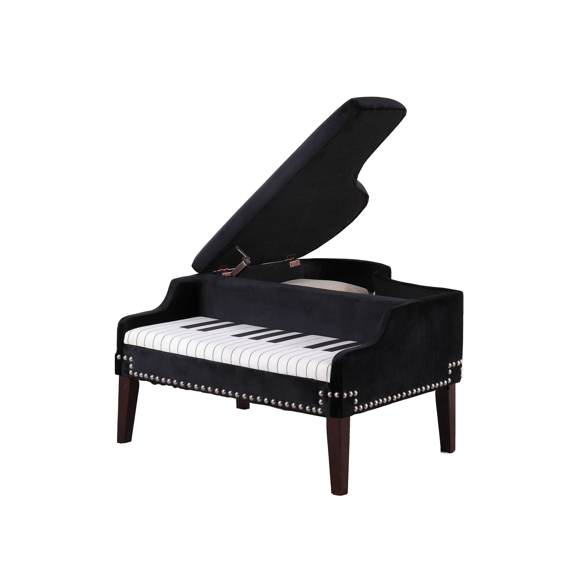 Black Velour Baby Grand Piano Storage Bench - Montana Home & Kitchen Co.