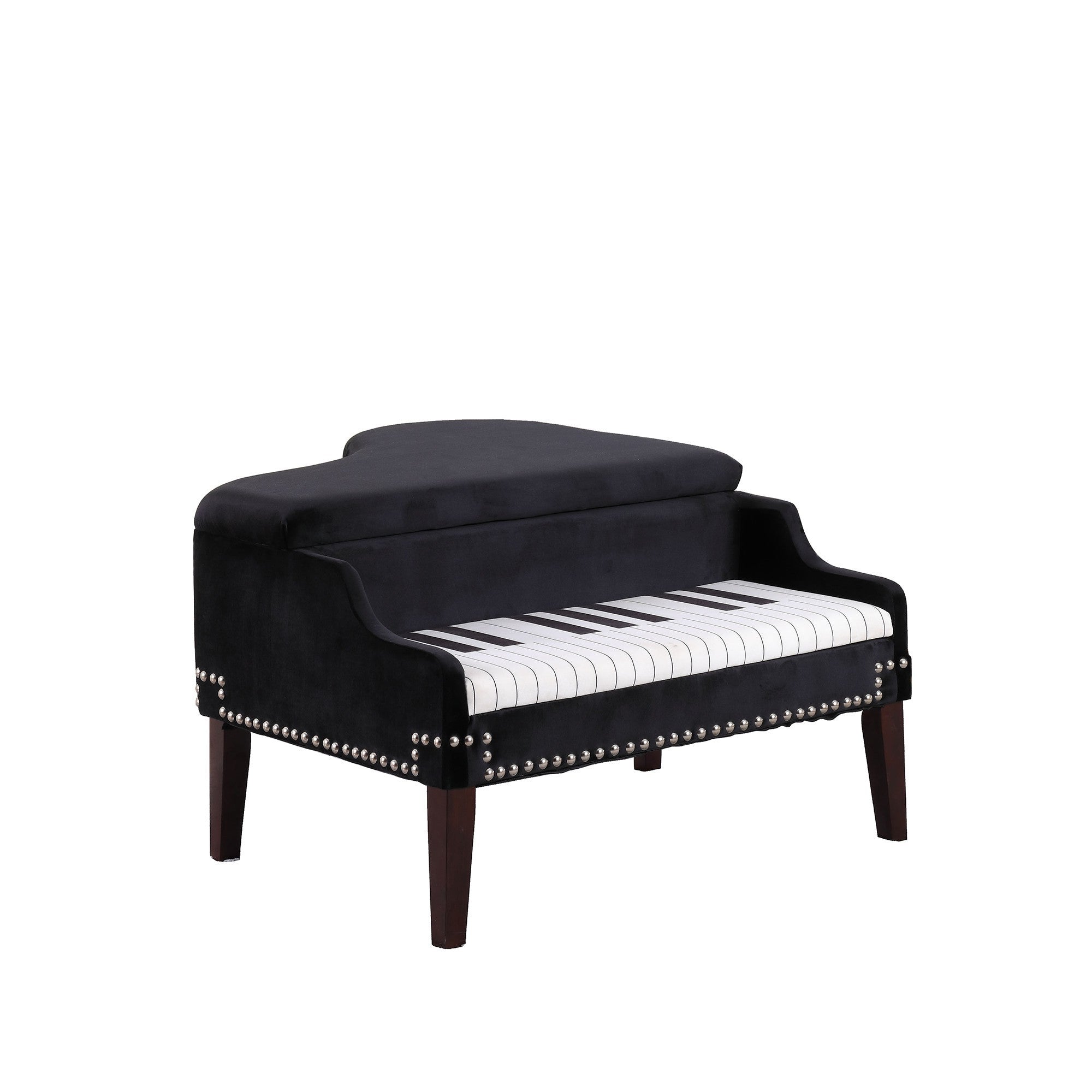 Black Velour Baby Grand Piano Storage Bench - Montana Home & Kitchen Co.