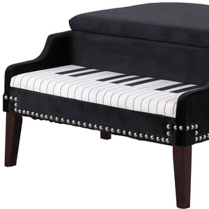 Black Velour Baby Grand Piano Storage Bench - Montana Home & Kitchen Co.