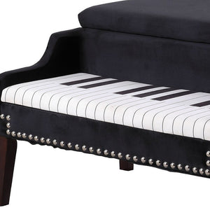 Black Velour Baby Grand Piano Storage Bench - Montana Home & Kitchen Co.