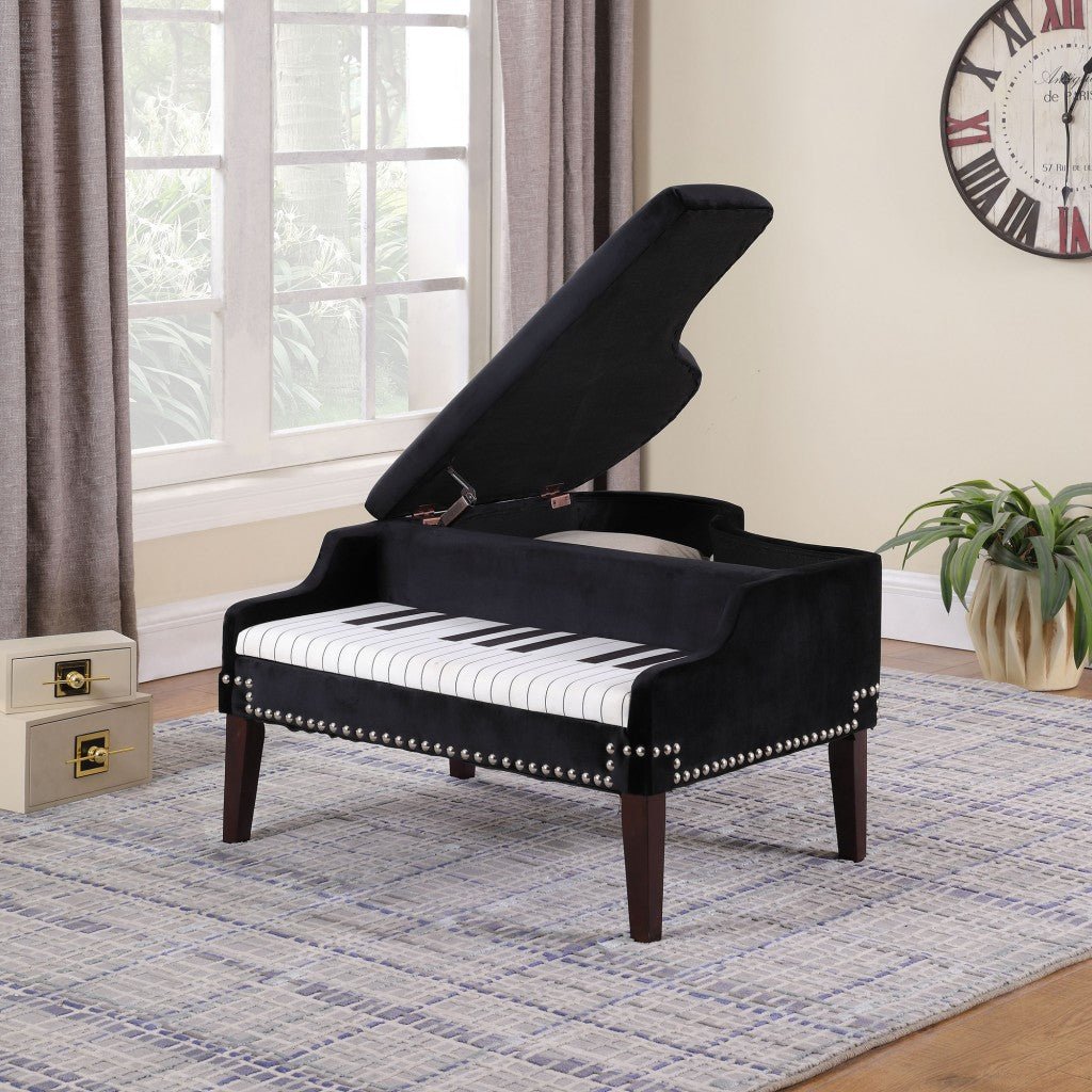 Black Velour Baby Grand Piano Storage Bench - Montana Home & Kitchen Co.