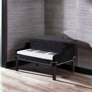 Black Velour Baby Grand Piano Storage Bench - Montana Home & Kitchen Co.