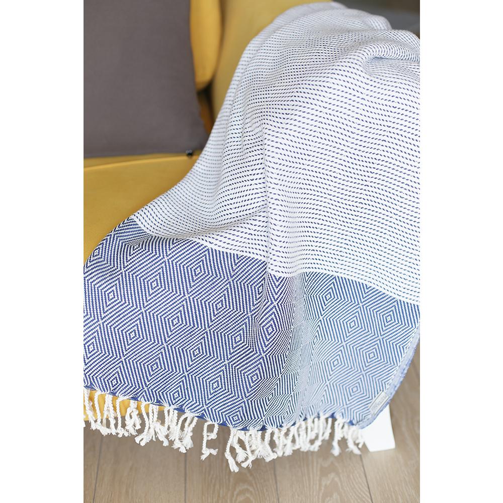 Blue And White Squares And Stripes Turkish Towel Or Throw Blanket - Montana Home & Kitchen Co.