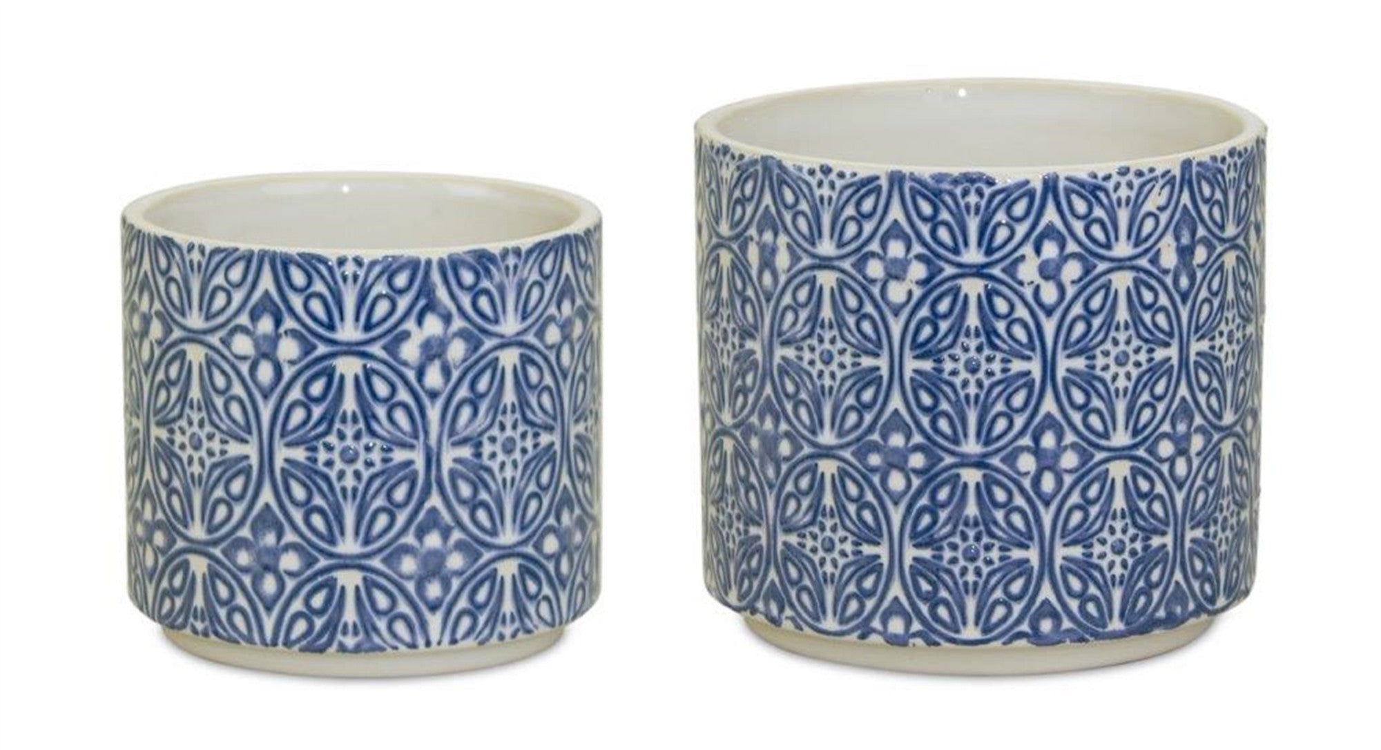 Blue Set of Two Ceramic 3.32468 ounce Round Pot Planter - Montana Home & Kitchen Co.