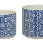 Blue Set of Two Ceramic 3.32468 ounce Round Pot Planter - Montana Home & Kitchen Co.