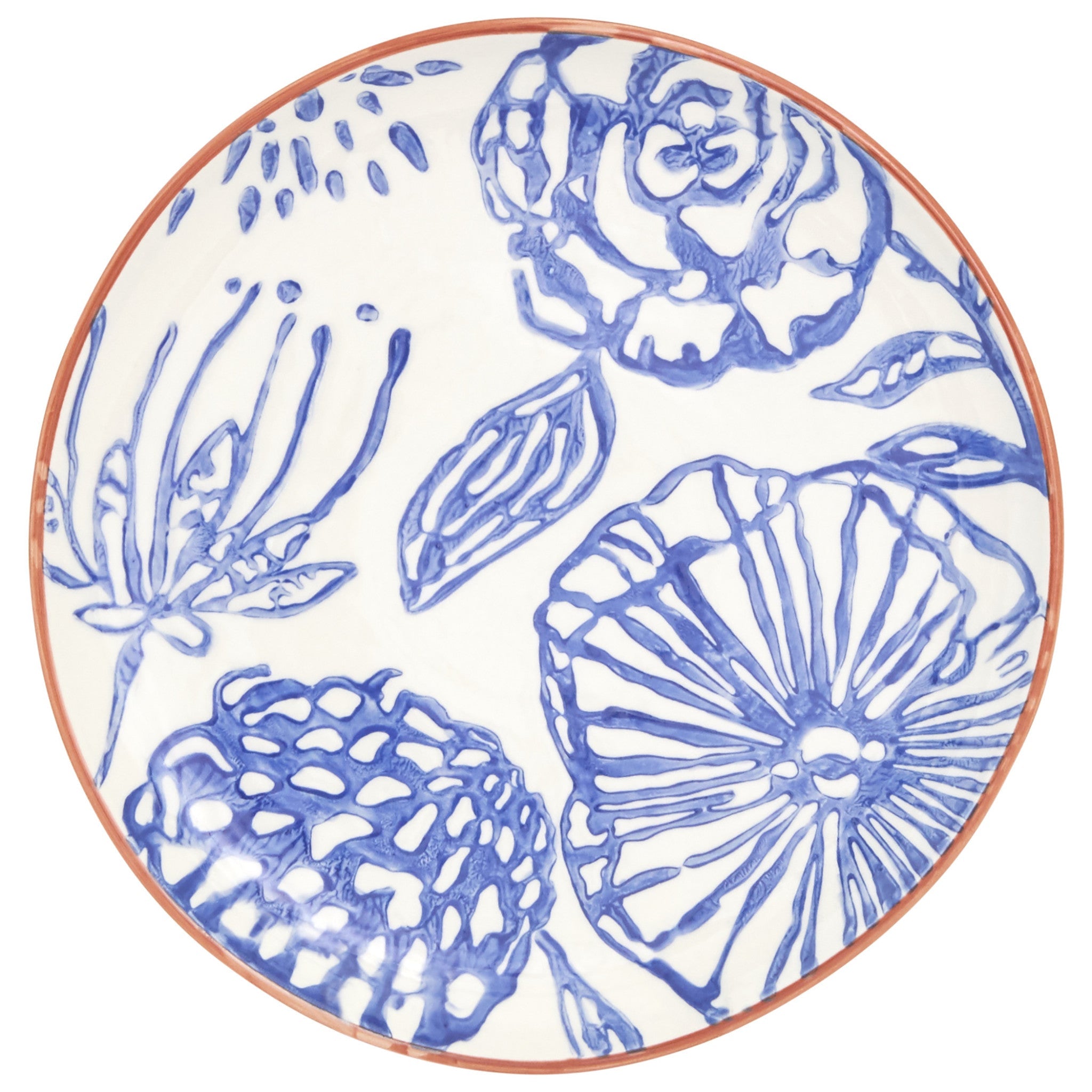 Blue & White Round Floral Dinnerware, 16 - Piece Set - Montana Home & Kitchen Co.