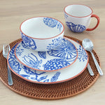 Blue & White Round Floral Dinnerware, 16 - Piece Set - Montana Home & Kitchen Co.