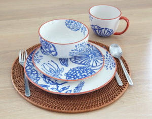 Blue & White Round Floral Dinnerware, 16 - Piece Set - Montana Home & Kitchen Co.