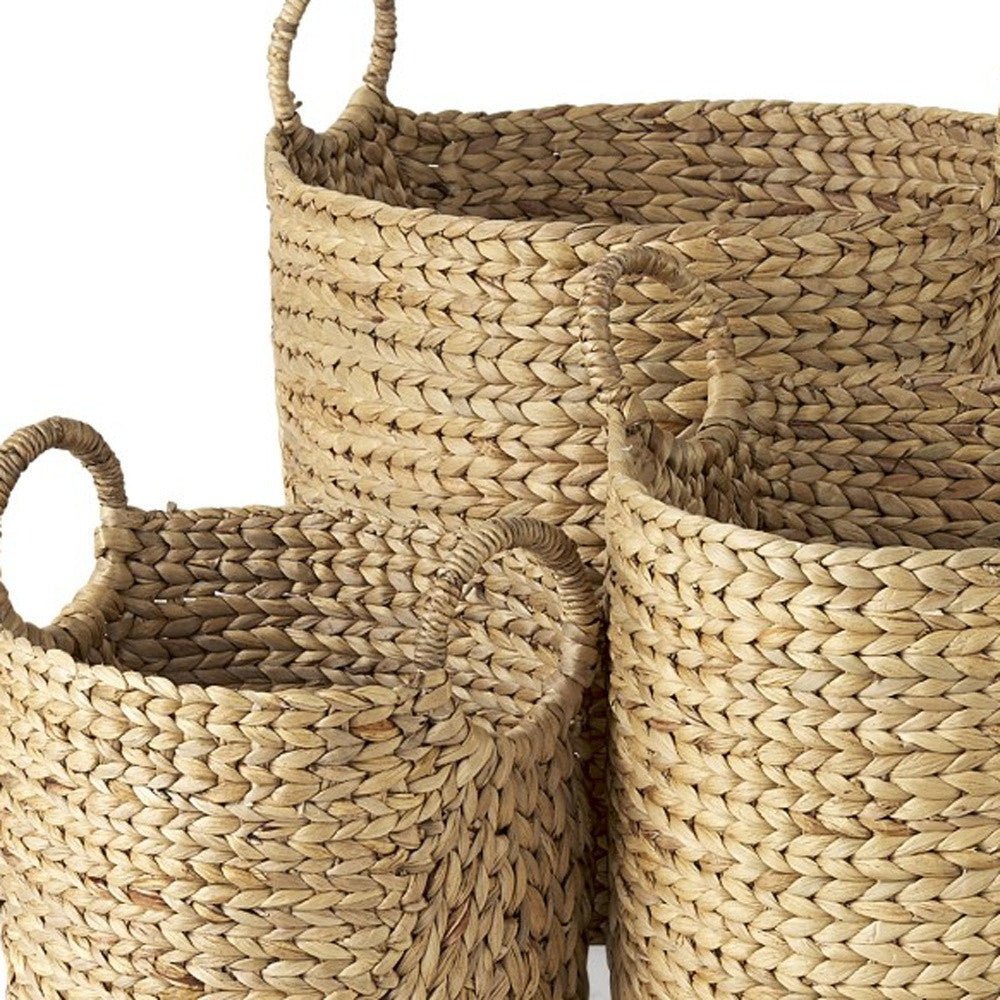 Braided Wicker Storage Baskets Set Of Three - Montana Home & Kitchen Co.