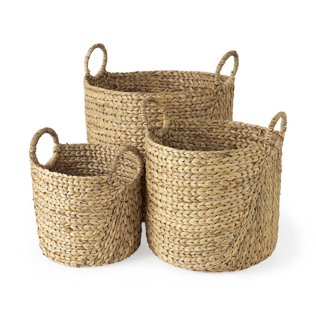 Braided Wicker Storage Baskets Set Of Three - Montana Home & Kitchen Co.