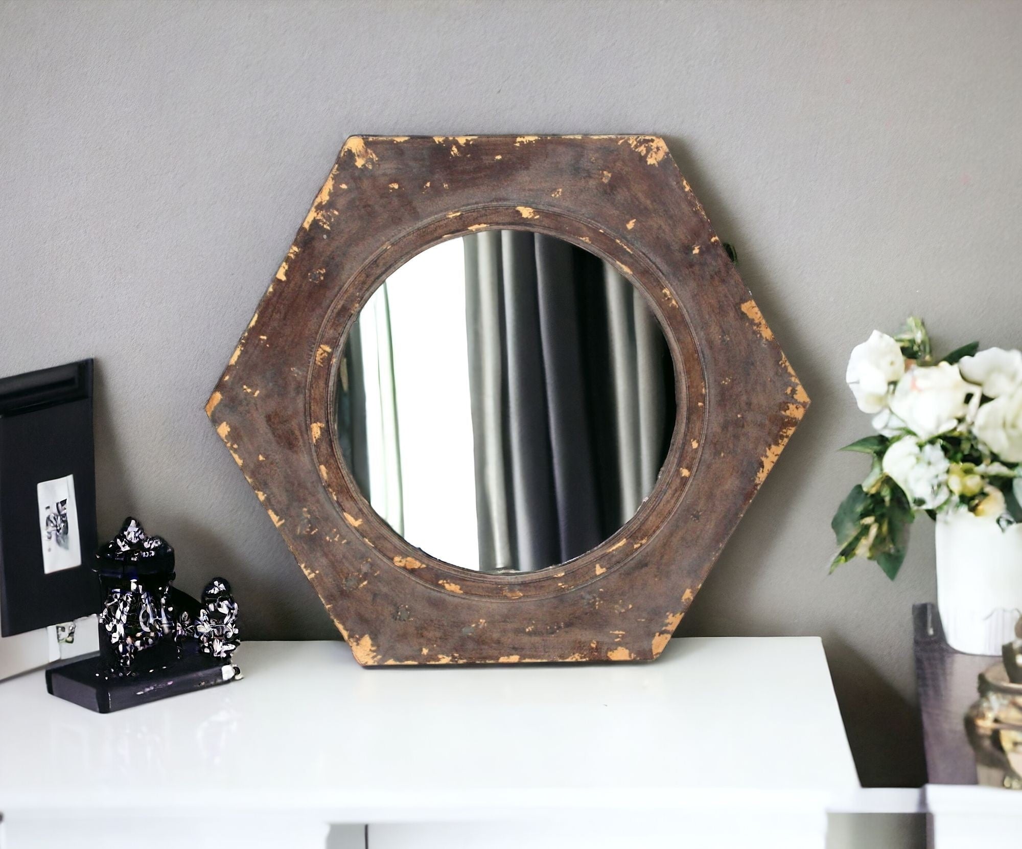 Bronze Hexagon Accent Mirror - Montana Home & Kitchen Co.