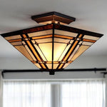 Brown and Amber Tiffany Style Mission Semi Flush Dimmable Ceiling Light - Montana Home & Kitchen Co.