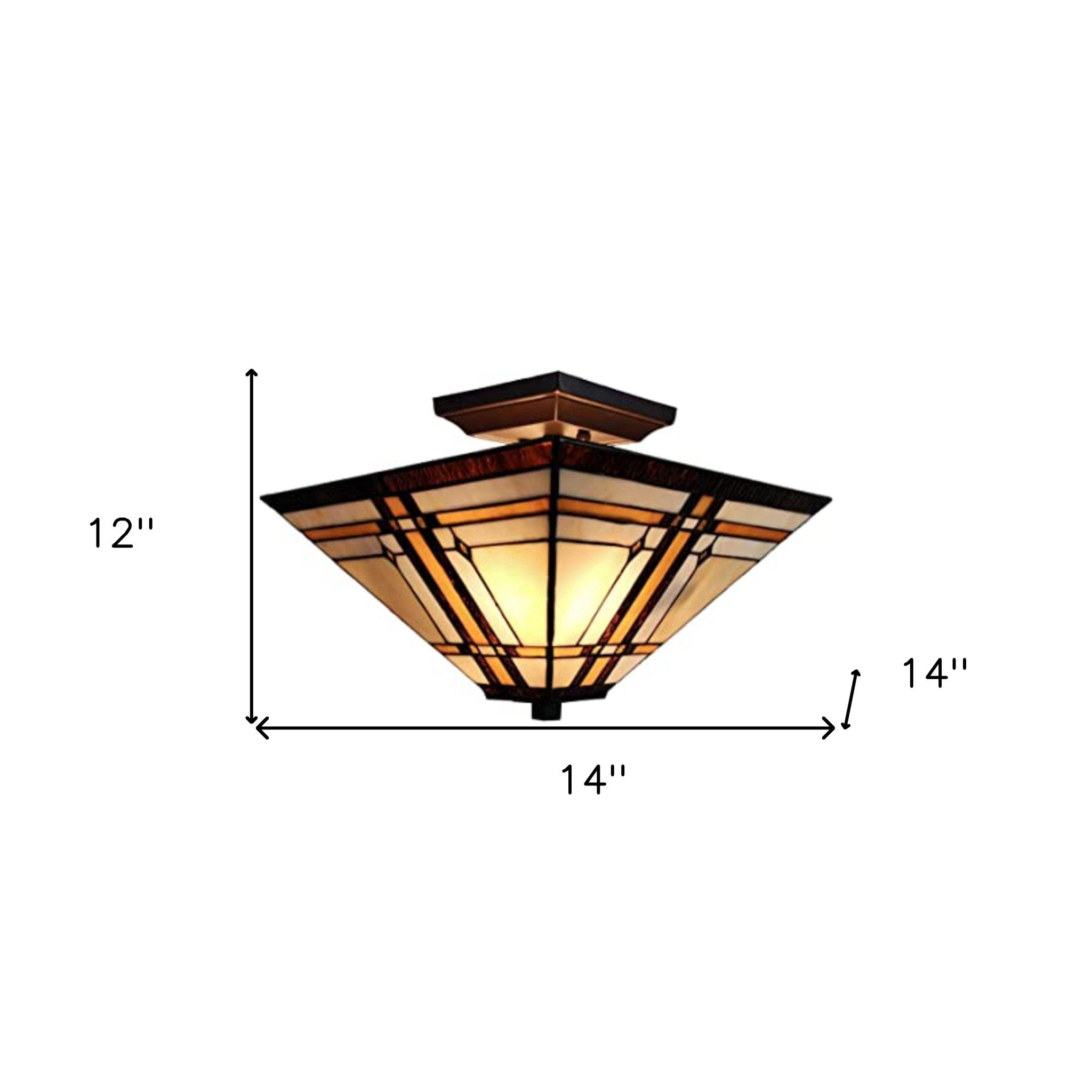 Brown and Amber Tiffany Style Mission Semi Flush Dimmable Ceiling Light - Montana Home & Kitchen Co.