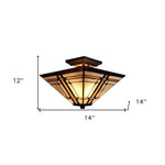 Brown and Amber Tiffany Style Mission Semi Flush Dimmable Ceiling Light - Montana Home & Kitchen Co.