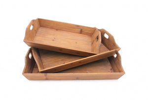 Brown Country Cottage Wooden - Serving Tray 3Pcs 16.5 X 24.25 X 3.75 - Montana Home & Kitchen Co.