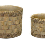 Brown Set of Two Cement 7.20346 ounce Round Pot Planter - Montana Home & Kitchen Co.