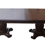 Brown Solid Wood And Solid Manufactured Wood Double Pedestal Base Dining Table 136" - Montana Home & Kitchen Co.