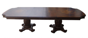 Brown Solid Wood And Solid Manufactured Wood Double Pedestal Base Dining Table 136" - Montana Home & Kitchen Co.