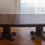 Brown Solid Wood And Solid Manufactured Wood Double Pedestal Base Dining Table 136" - Montana Home & Kitchen Co.