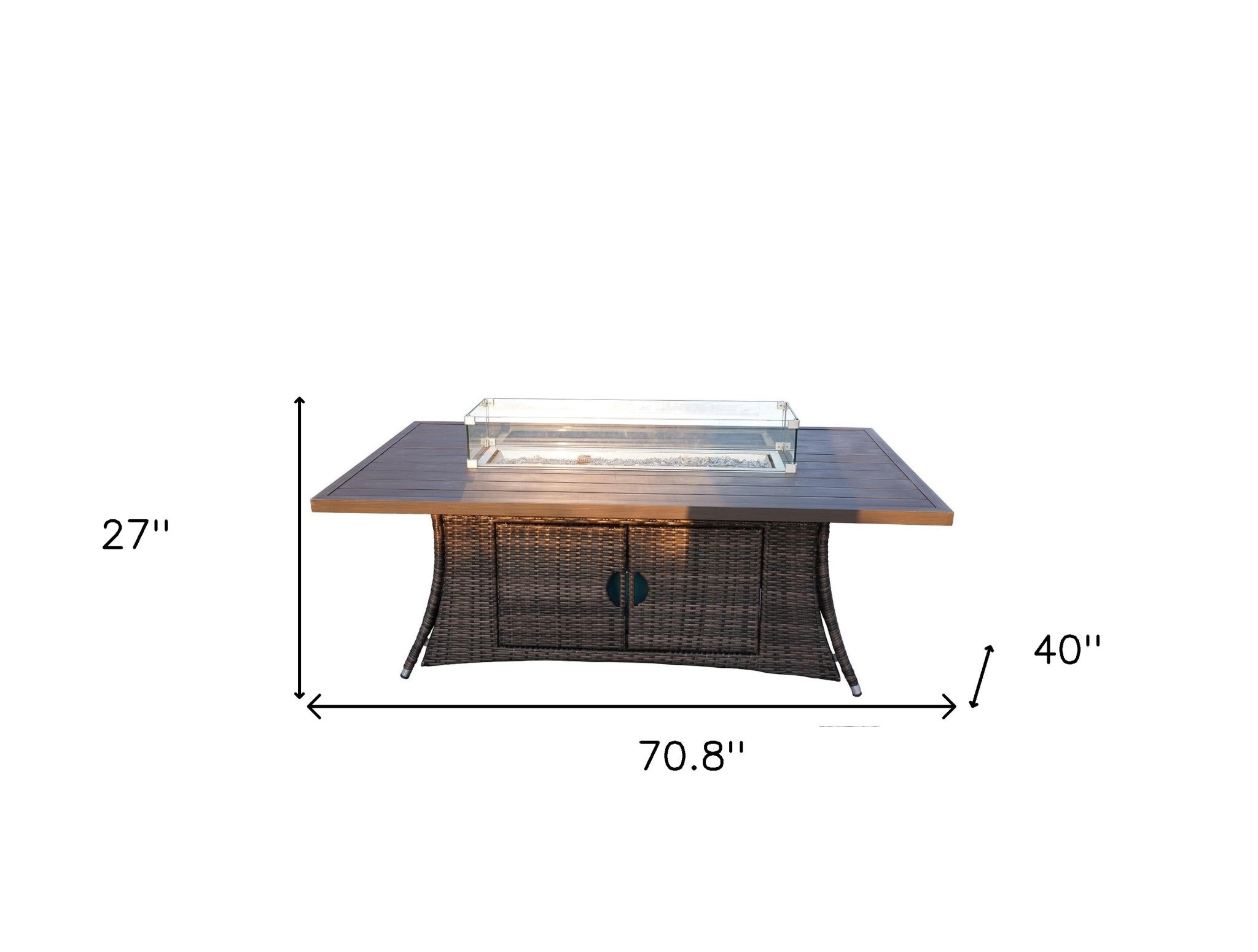 Brown Wicker Outdoor Patio Gas Fire Pit Table - Montana Home & Kitchen Co.