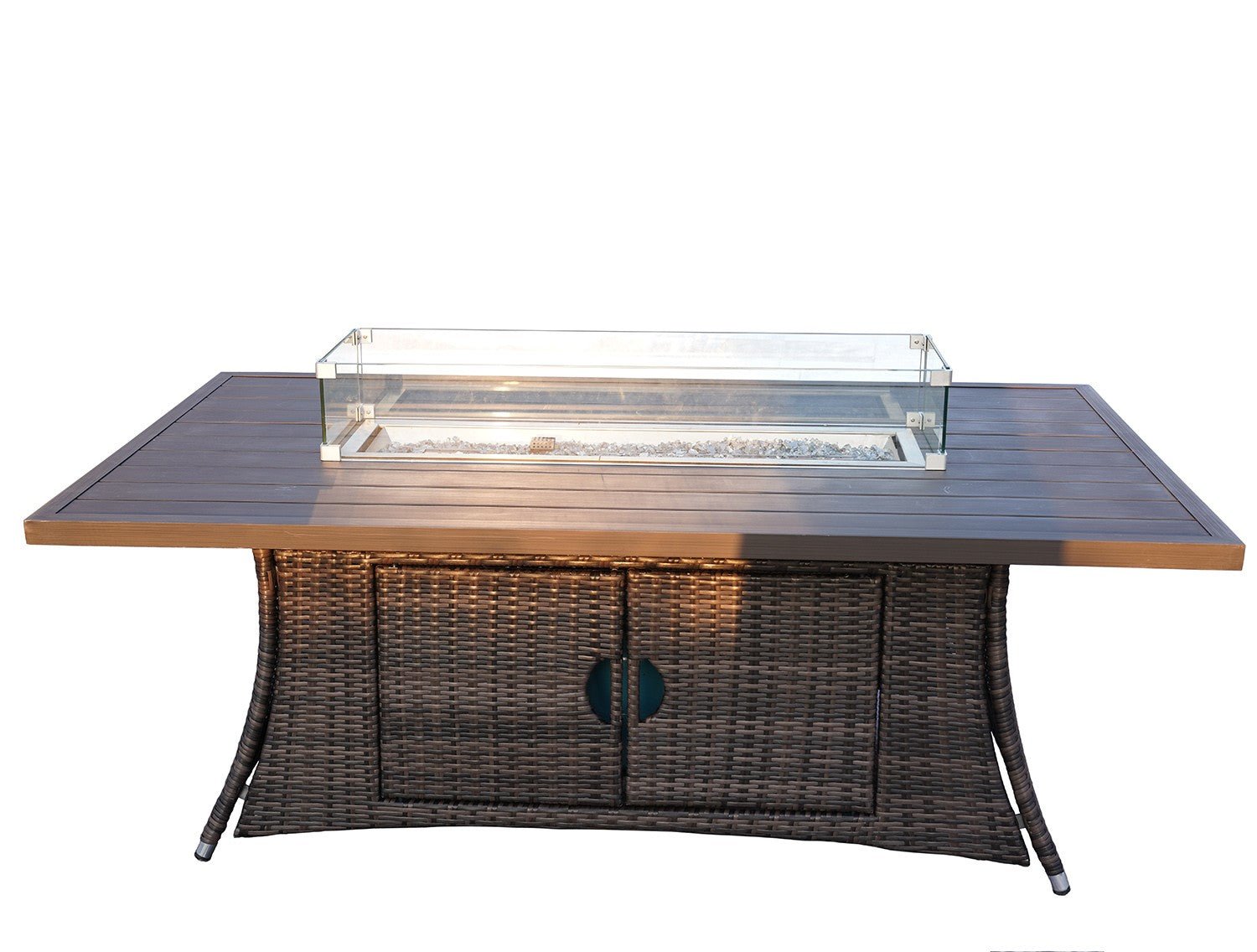 Brown Wicker Outdoor Patio Gas Fire Pit Table - Montana Home & Kitchen Co.