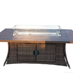 Brown Wicker Outdoor Patio Gas Fire Pit Table - Montana Home & Kitchen Co.