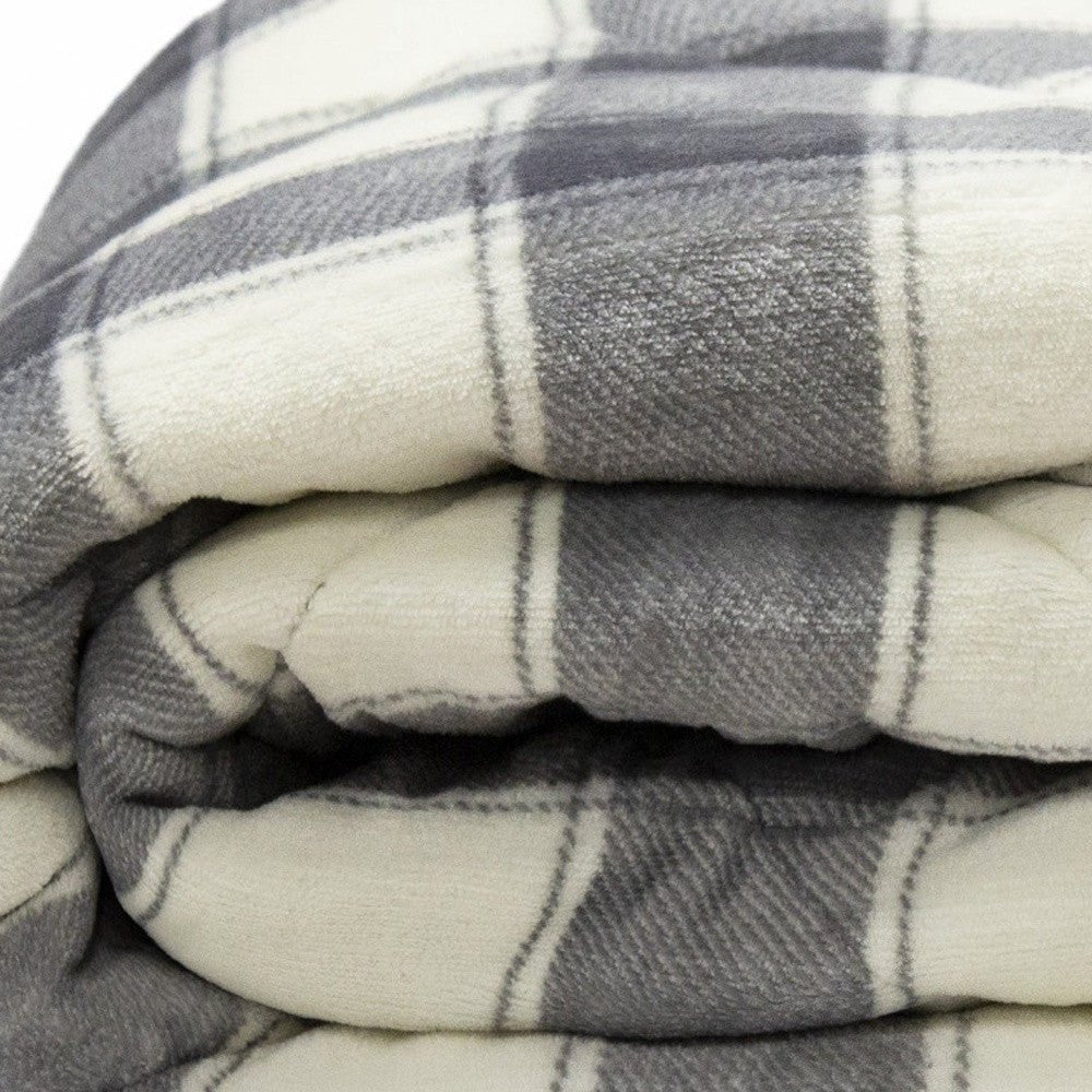 Buffalo Grey Printed Velvet and Velvet Throw Blanket - Montana Home & Kitchen Co.