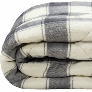 Buffalo Grey Printed Velvet and Velvet Throw Blanket - Montana Home & Kitchen Co.