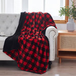 Buffalo Red Black Reversible Velvet and Sherpa Throw Blanket - Montana Home & Kitchen Co.