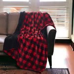 Buffalo Red Black Reversible Velvet and Sherpa Throw Blanket - Montana Home & Kitchen Co.