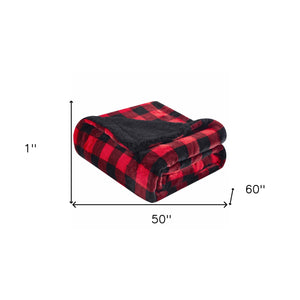 Buffalo Red Black Reversible Velvet and Sherpa Throw Blanket - Montana Home & Kitchen Co.