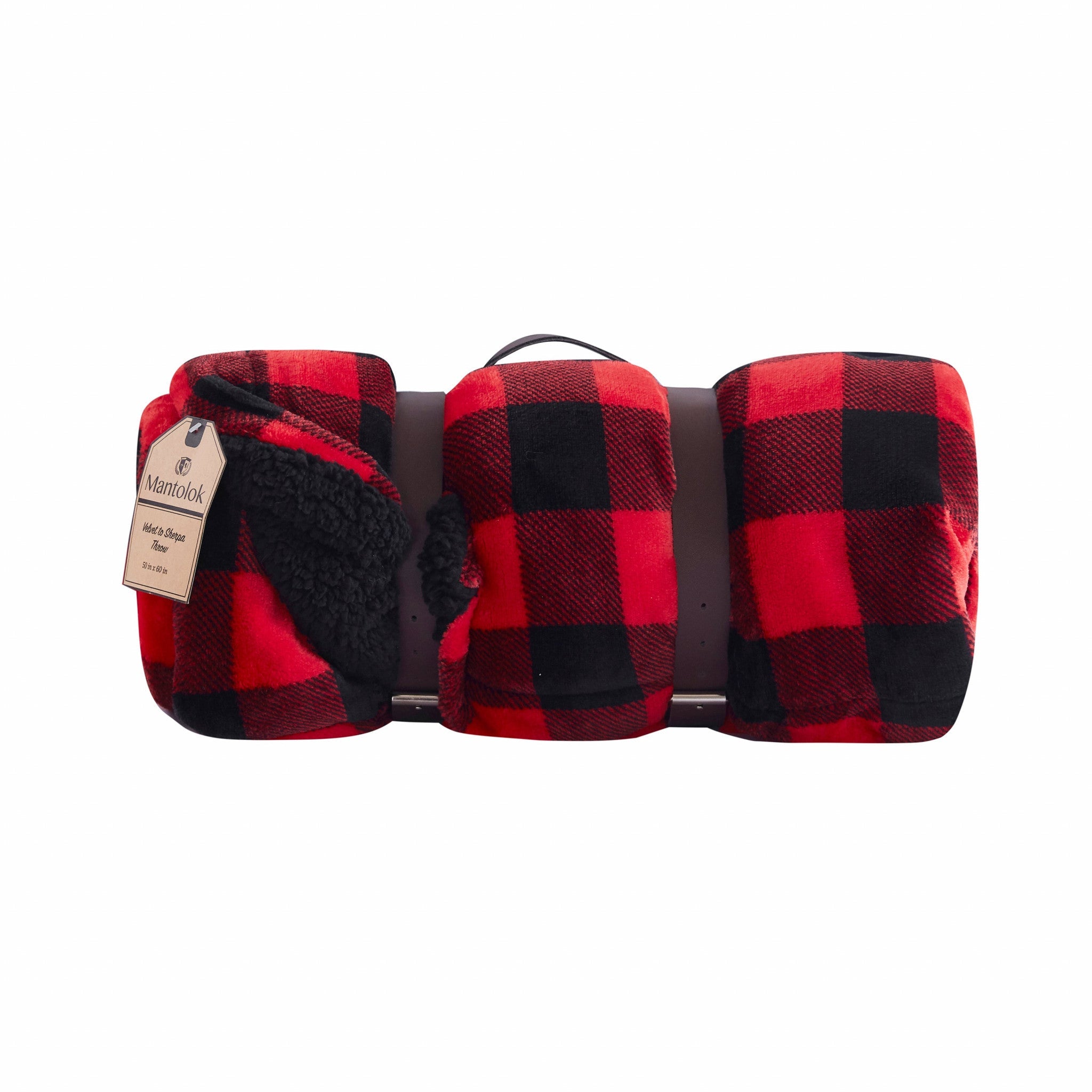 Buffalo Red Black Reversible Velvet and Sherpa Throw Blanket - Montana Home & Kitchen Co.