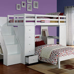 Bunk Bed 66" White Five Tier Standard Bookcase With Five Drawers - Montana Home & Kitchen Co.