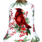 Cardinal Perched on Winter Berries Hand Painted Mouth Blown Glass Ornament - Montana Home & Kitchen Co.