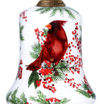 Cardinal Perched on Winter Berries Hand Painted Mouth Blown Glass Ornament - Montana Home & Kitchen Co.