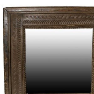 Carved Reclaimed Wood Square Mirror - Montana Home & Kitchen Co.