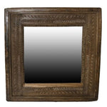 Carved Reclaimed Wood Square Mirror - Montana Home & Kitchen Co.