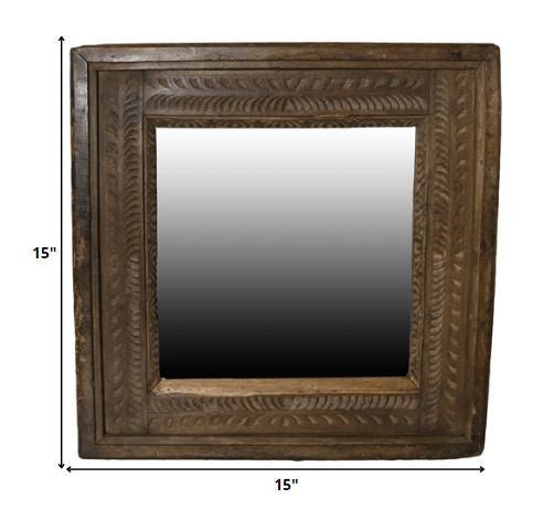 Carved Reclaimed Wood Square Mirror - Montana Home & Kitchen Co.