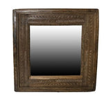 Carved Reclaimed Wood Square Mirror - Montana Home & Kitchen Co.