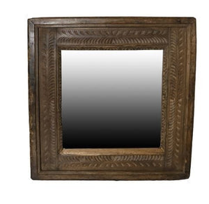 Carved Reclaimed Wood Square Mirror - Montana Home & Kitchen Co.