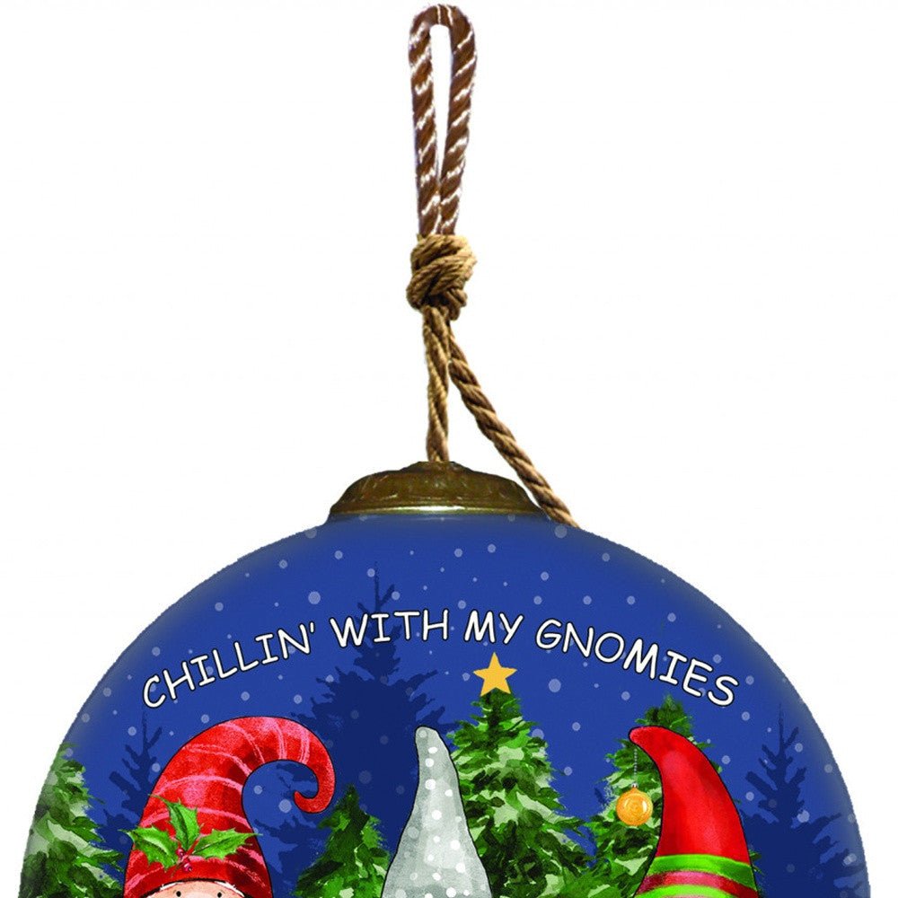 Casual Gnomes in Christmas Mode Hand Painted Mouth Blown Glass Ornament - Montana Home & Kitchen Co.