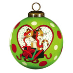 Charming Cat in a Heart Hand Painted Mouth Blown Glass Ornament - Montana Home & Kitchen Co.