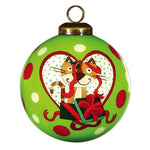 Charming Cat in a Heart Hand Painted Mouth Blown Glass Ornament - Montana Home & Kitchen Co.