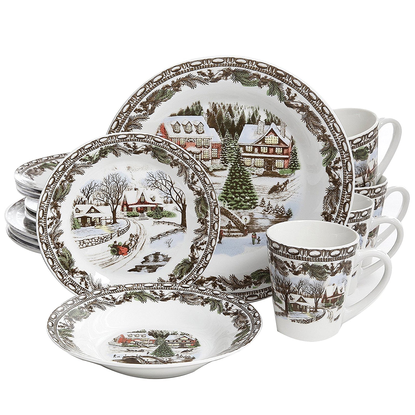 Christmas 16 Piece Dinnerware Set - Montana Home & Kitchen Co.